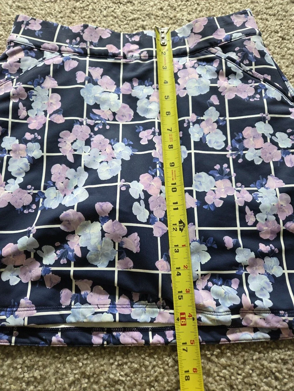 Peter Millar Alice Petal Hem Floral Golf Skirt Skort Medium Navy Pink UPF 50